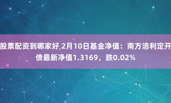 股票配资到哪家好 2月10日基金净值：南方涪利定开债最新净值1.3169，跌0.02%