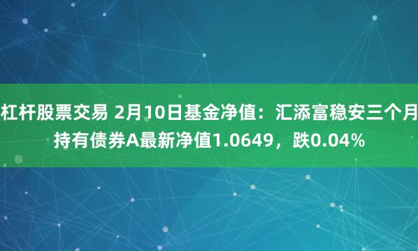 杠杆股票交易 2月10日基金净值：汇添富稳安三个月持有债券A最新净值1.0649，跌0.04%