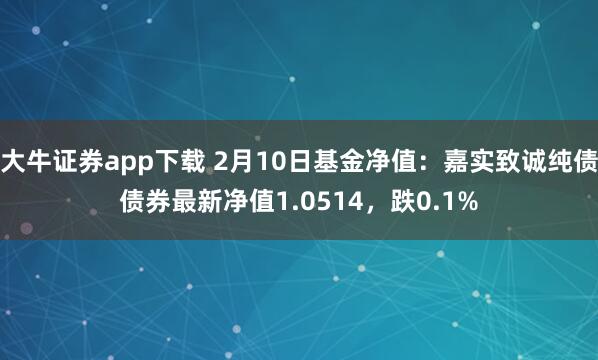 大牛证券app下载 2月10日基金净值：嘉实致诚纯债债券最新净值1.0514，跌0.1%