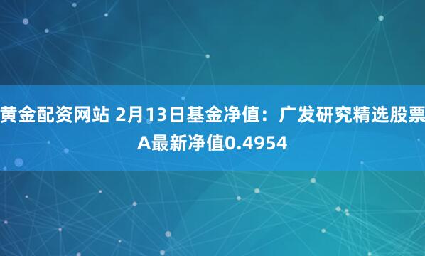 黄金配资网站 2月13日基金净值：广发研究精选股票A最新净值0.4954