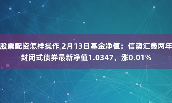 股票配资怎样操作 2月13日基金净值：信澳汇鑫两年封闭式债券最新净值1.0347，涨0.01%