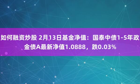 如何融资炒股 2月13日基金净值：国泰中债1-5年政金债A最新净值1.0888，跌0.03%