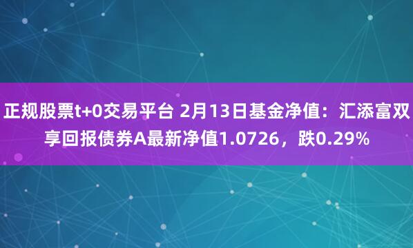 正规股票t+0交易平台 2月13日基金净值：汇添富双享回报债券A最新净值1.0726，跌0.29%