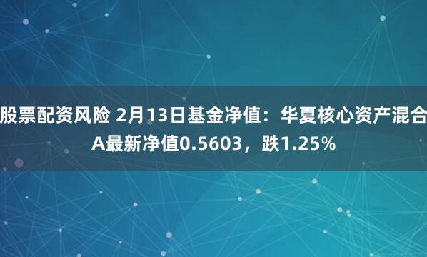 股票配资风险 2月13日基金净值：华夏核心资产混合A最新净值0.5603，跌1.25%