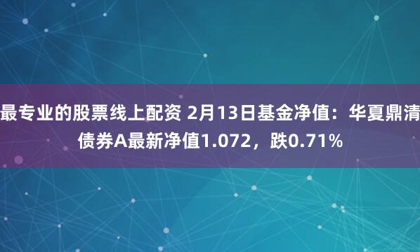 最专业的股票线上配资 2月13日基金净值：华夏鼎清债券A最新净值1.072，跌0.71%